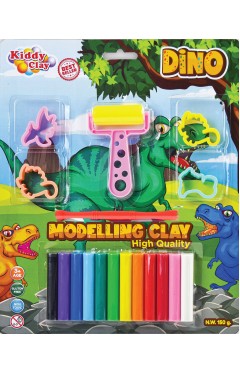 Dino Kiddy Clay Modeling 12 Colors  4 Cutter 1 Roller 